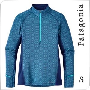 Patagonia All Weather Half zip neck Base Layer Shirt In Aqua Blue Size S